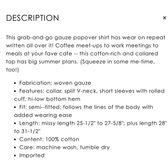 Peace Love World Gauze Popover Shirt Black Large - Picture 3 of 9